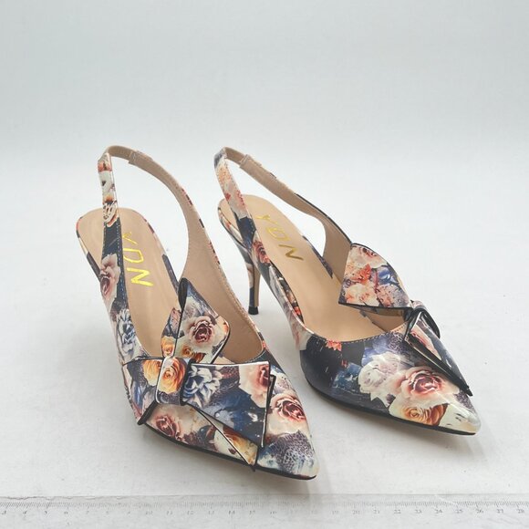 YDN Women Stiletto Mid Heel Pumps Bow Pointed Toe Slingback Slip on Sandals Dres - Picture 3 of 7